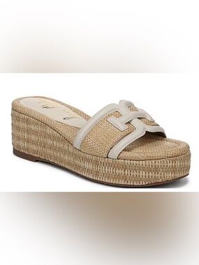 Sam Edelman Woven Platform Slide Sandal in Natural with Cream Trim